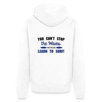 Learn to surf - Unisex Premium Organic Zip Hoodie - white - Back - Thijin (182cm)