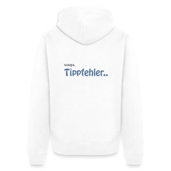 Tippfehler zu hohem QI - Unisex Premium Bio Zip Hoodie - Weiß - Hinten - Thijin (182cm)