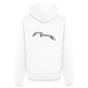Feuerwehr - Gott zur Ehr dem Nächsten zur Wehr - Unisex Premium Bio Zip Hoodie - Weiß - Hinten - Thijin (182cm)