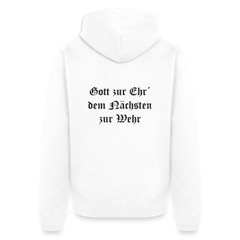 Gott zur Ehr dem Nächsten zur Wehr altdeutsch - Unisex Premium Bio Zip Hoodie - Weiß - Hinten - Thijin (182cm)