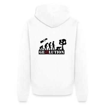 Geolution - 2color - 2O12 - Unisex Premium Bio Zip Hoodie - Weiß - Hinten - Thijin (182cm)