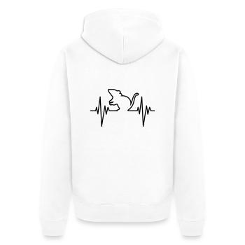 Mouse Pulse - Unisex Premium Bio Zip Hoodie - Weiß - Hinten - Thijin (182cm)