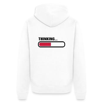Thinking loading - Unisex Premium Bio Zip Hoodie - Weiß - Hinten - Thijin (182cm)