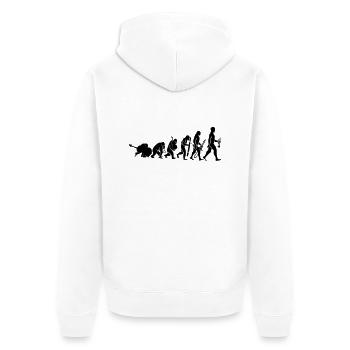 Evolution mit Musik - Unisex Premium Bio Zip Hoodie - Weiß - Hinten - Thijin (182cm)