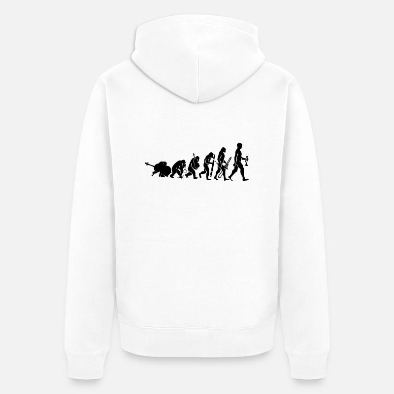 Evolution mit Musik - Unisex Premium Bio Zip Hoodie - Weiß