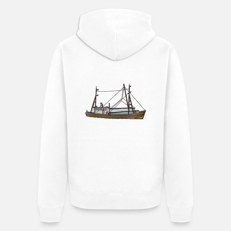 Fischerboot c - Unisex Premium Bio Zip Hoodie - Weiß