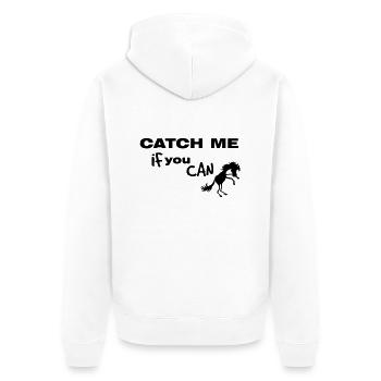 Cheval, CATCH ME IF YOU CAN - Veste à capuche bio Premium Unisexe - blanc - Dos - Thijin (182cm)