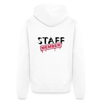 Staff Member Friends Team Staff Crew Logo - Unisex Premium Organic Zip Hoodie - white - Back - Thijin (182cm)