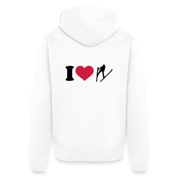Skispringen - Unisex Premium Bio Zip Hoodie - Weiß - Hinten - Thijin (182cm)