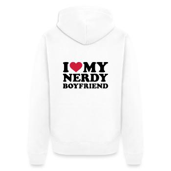 I love my nerdy boyfriend - Veste à capuche bio Premium Unisexe - blanc - Dos - Thijin (182cm)
