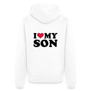 I love my son - Unisex Premium Bio Zip Hoodie - Weiß - Hinten - Thijin (182cm)