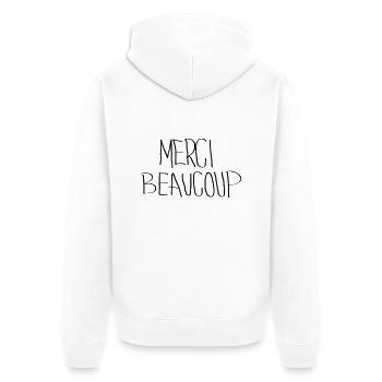 Merci Beaucoup - Unisex Premium Organic Zip Hoodie - white - Back - Thijin (182cm)