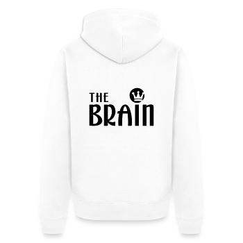 THE BRAIN - Unisex Premium Bio Zip Hoodie - Weiß - Hinten - Thijin (182cm)