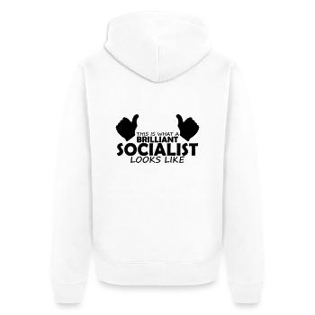 brilliant socialist - Unisex Premium Organic Zip Hoodie - white - Back - Thijin (182cm)