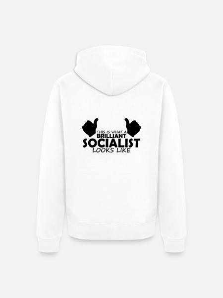 brilliant socialist - Unisex Premium Organic Zip Hoodie - white