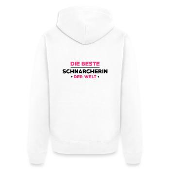 Schnarcher Schnarcherin Schnarchen Schlaf Humor - Unisex Premium Bio Zip Hoodie - Weiß - Hinten - Thijin (182cm)