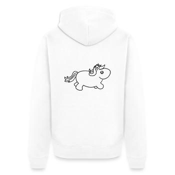 kleines dickes fettes süßes niedliches baby pony p - Unisex Premium Bio Zip Hoodie - Weiß - Hinten - Thijin (182cm)