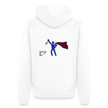 WC Bürste reinigung HEH 3 farb vektor - Unisex Premium Bio Zip Hoodie - Weiß - Hinten - Thijin (182cm)