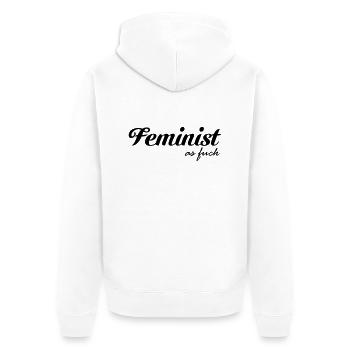 Feminist as fuck - Unisex Premium Organic Zip Hoodie - white - Back - Thijin (182cm)
