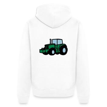 Traktor - Unisex Premium Bio Zip Hoodie - Weiß - Hinten - Thijin (182cm)