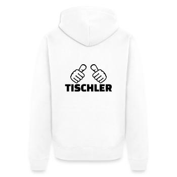 Tischler - Unisex Premium Bio Zip Hoodie - Weiß - Hinten - Thijin (182cm)