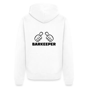 Barkeeper - Unisex Premium Bio Zip Hoodie - Weiß - Hinten - Thijin (182cm)