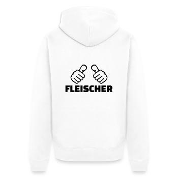 Fleischer - Unisex Premium Bio Zip Hoodie - Weiß - Hinten - Thijin (182cm)