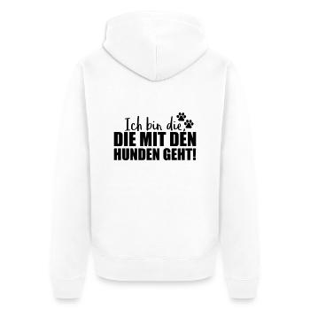 ich bin die hunden geht design - Unisex Premium Bio Zip Hoodie - Weiß - Hinten - Thijin (182cm)
