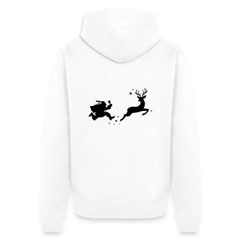 Weihnachten - Weihnachtsmann und Hirsch - Unisex Premium Bio Zip Hoodie - Weiß - Hinten - Thijin (182cm)