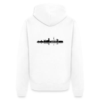 Skyline - München 2018 - Unisex Premium Bio Zip Hoodie - Weiß - Hinten - Thijin (182cm)