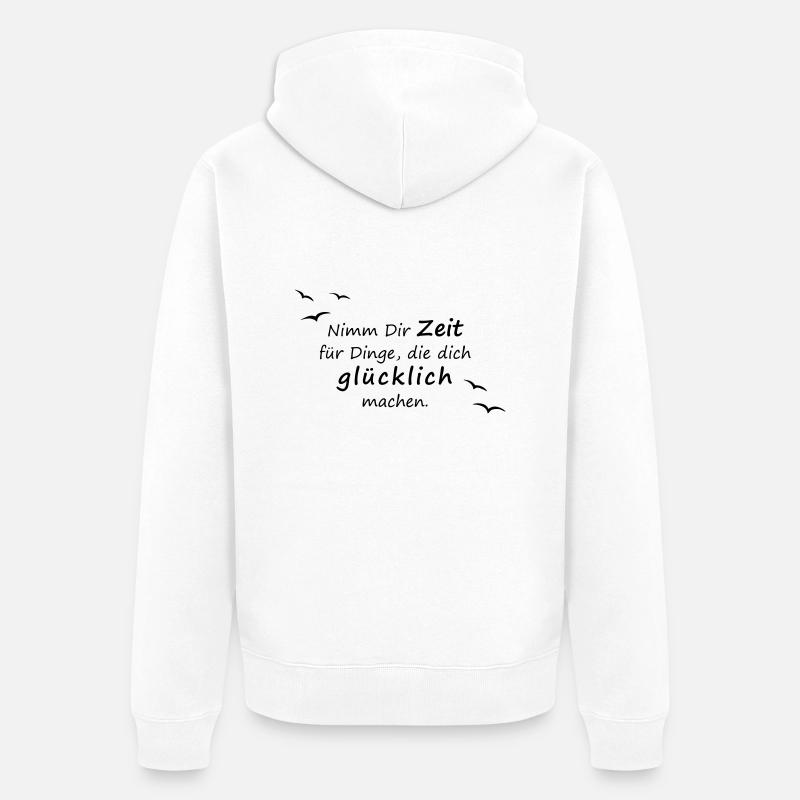 Nimm Dir Zeit - Unisex Premium Bio Zip Hoodie - Weiß