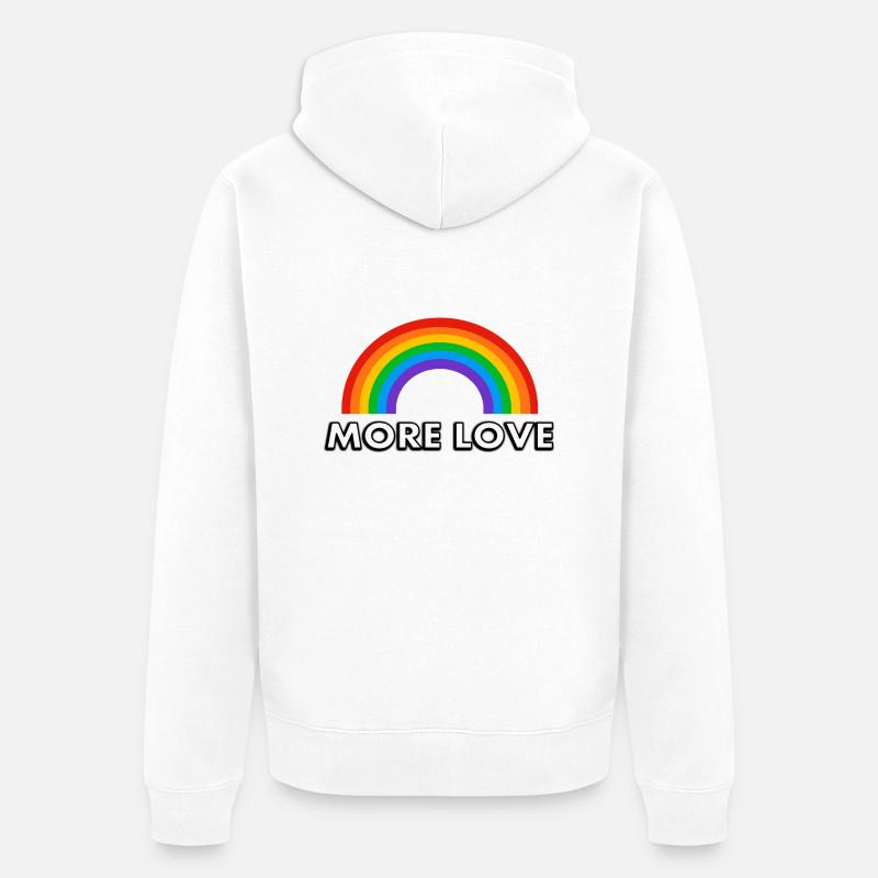 Arc-en-ciel Plus d’amour - Veste à capuche bio Premium Unisexe - blanc