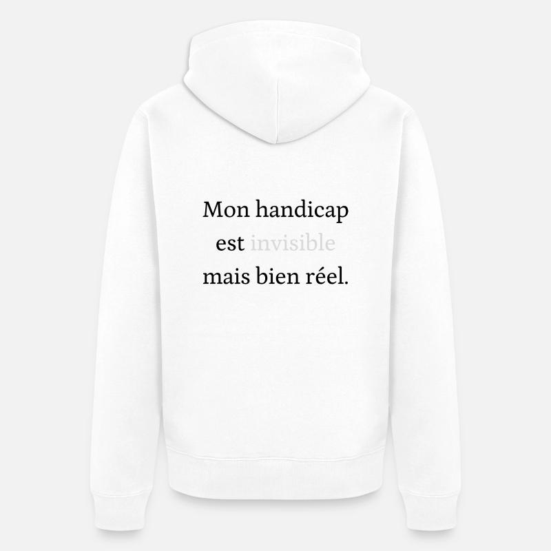 Tee-shirt handicap invisible | Sensibilisation - Veste à capuche bio Premium Unisexe - blanc