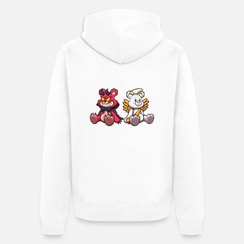 Devil et ange Teddy Bear - Veste à capuche bio Premium Unisexe - blanc