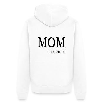 MOM Est. 2024 - Unisex Premium Bio Zip Hoodie - Weiß - Hinten - Thijin (182cm)