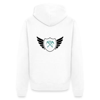 wappen shield dachdecker - Unisex Premium Bio Zip Hoodie - Weiß - Hinten - Thijin (182cm)