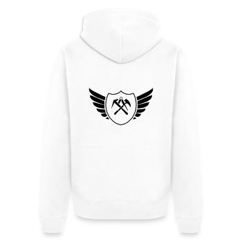 wappen shield dachdecker - Unisex Premium Bio Zip Hoodie - Weiß - Hinten - Thijin (182cm)