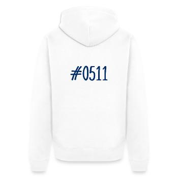 #0511 - 0511 - Vorwahl Hannover - Telefon - Unisex Premium Bio Zip Hoodie - Weiß - Hinten - Thijin (182cm)