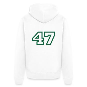 Number 47 green sport - Unisex Premium Organic Zip Hoodie - white - Back - Thijin (182cm)