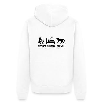 Manger dormir et faire du cheval - Veste à capuche bio Premium Unisexe - blanc - Dos - Thijin (182cm)