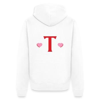 Buchstabe t rote Herzen - Unisex Premium Bio Zip Hoodie - Weiß - Hinten - Thijin (182cm)
