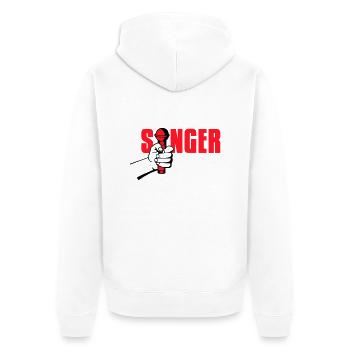 singer - Unisex Premium Organic Zip Hoodie - white - Back - Thijin (182cm)