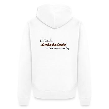 Ein Tag ohne Schokolade - Unisex Premium Bio Zip Hoodie - Weiß - Hinten - Thijin (182cm)