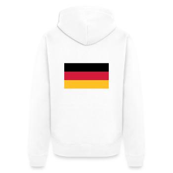 Deutschlandfahne Schwarz Rot Gold - Unisex Premium Bio Zip Hoodie - Weiß - Hinten - Thijin (182cm)