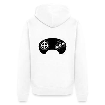 Mega Retro Controller - Unisex Premium Bio Zip Hoodie - Weiß - Hinten - Thijin (182cm)