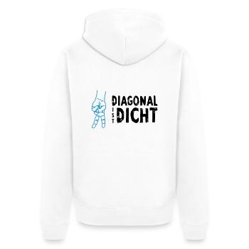 VolleyballFREAK Diagonal ist dicht MP - Unisex Premium Bio Zip Hoodie - Weiß - Hinten - Thijin (182cm)