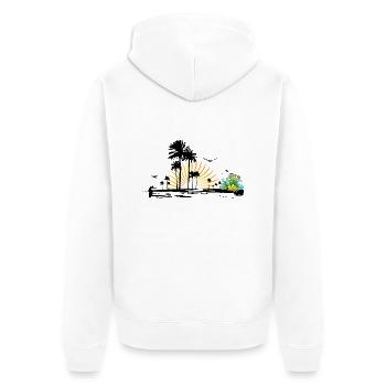 beach - Unisex Premium Bio Zip Hoodie - Weiß - Hinten - Thijin (182cm)