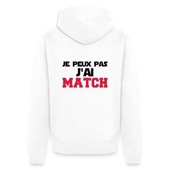 je peux pas j'ai match - Veste à capuche bio Premium Unisexe - blanc - Dos - Thijin (182cm)