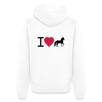 I love Horses - Unisex Premium Bio Zip Hoodie - Weiß - Hinten - Thijin (182cm)