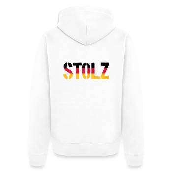 Stolz, Proud Germany Flag, Proud to be German - Unisex Premium Bio Zip Hoodie - Weiß - Hinten - Thijin (182cm)